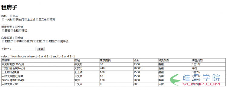 PHP應(yīng)用：php出租房數(shù)據(jù)管理及搜索頁面