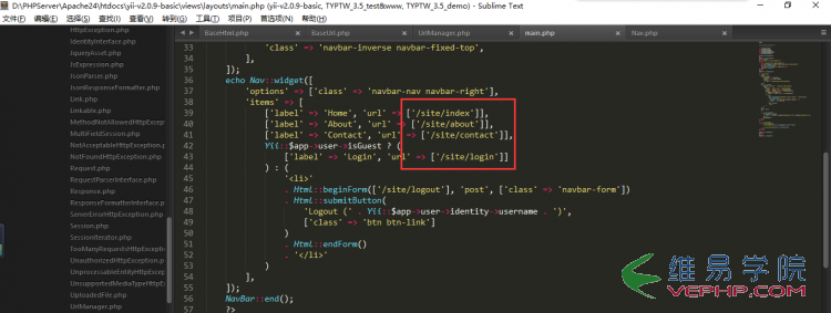 PHP編程：Yii2.0 Basic代碼中路由鏈接被轉義的處理方法