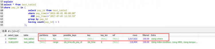 MYSQL數據庫解決MySQL中IN子查詢會導致無法使用索引問題