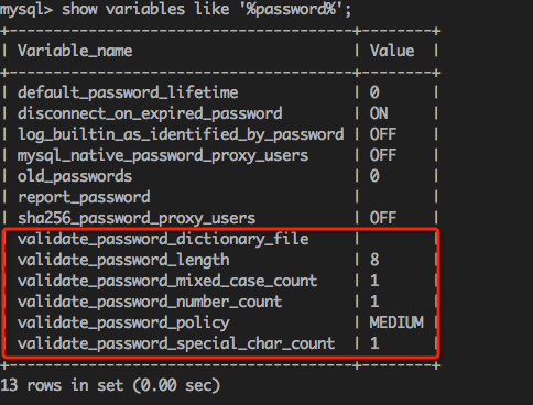 mysql密碼策略
