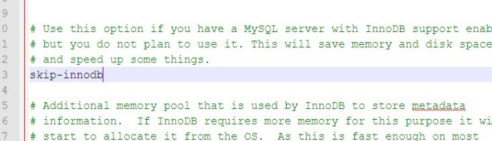 Mysql實例MySQL提示The InnoDB feature is disabled需要開啟InnoDB的解決方法