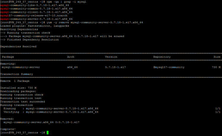Mysql應用Linux下MySQL5.7.18 yum方式從卸載到安裝過程圖解