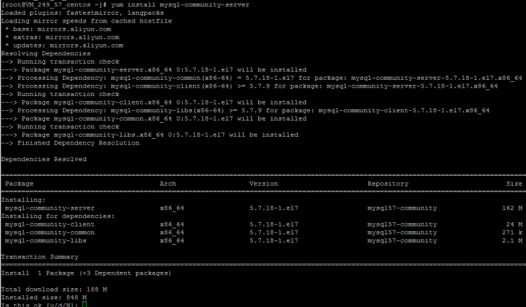 Mysql應用Linux下MySQL5.7.18 yum方式從卸載到安裝過程圖解