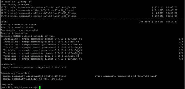 Mysql應用Linux下MySQL5.7.18 yum方式從卸載到安裝過程圖解