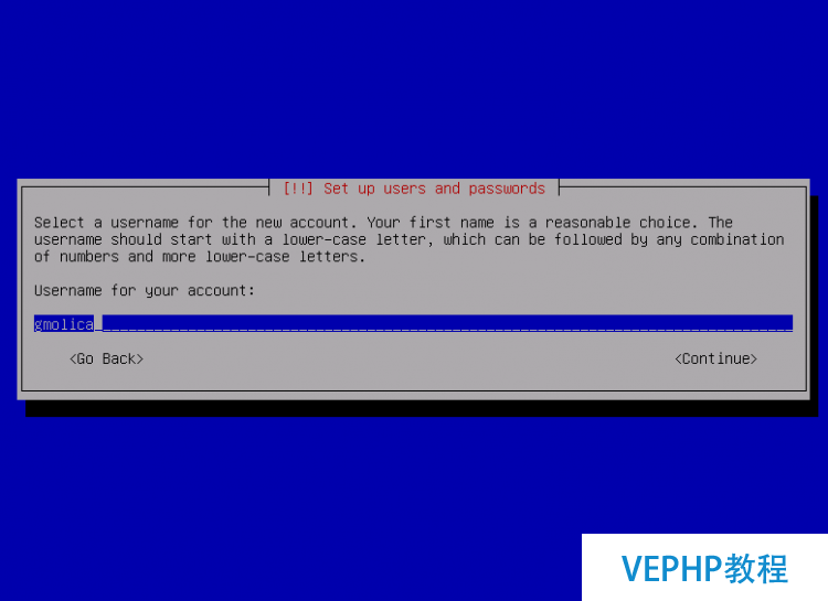 User creation - Step 2