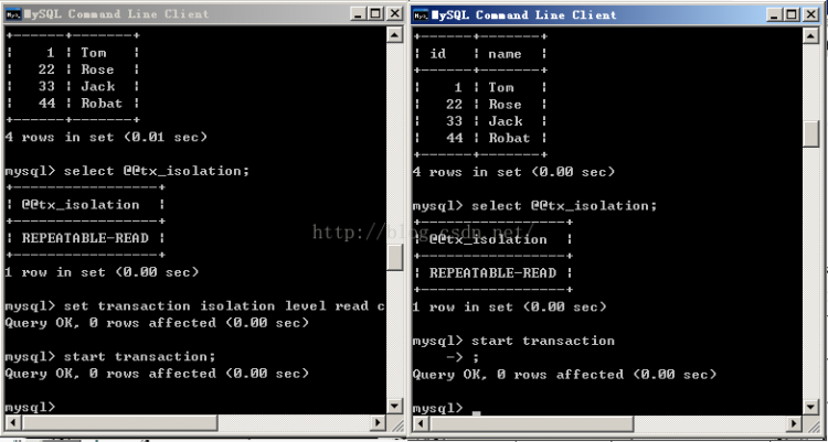 Mysql應(yīng)用mysql 詳解隔離級(jí)別操作過(guò)程(cmd)