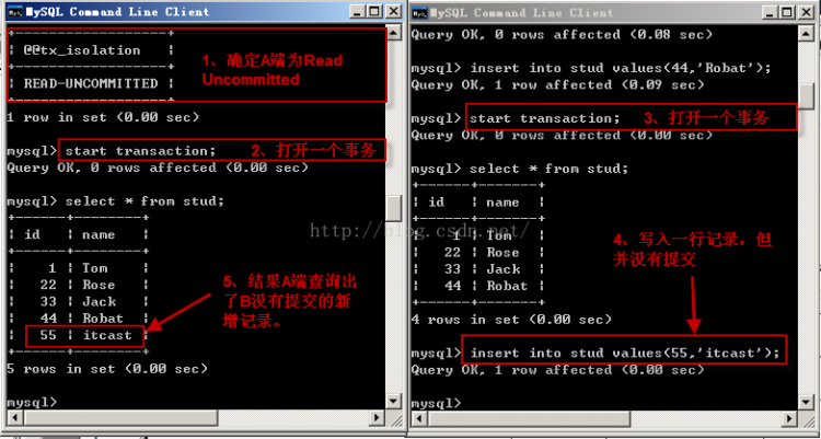 Mysql應(yīng)用mysql 詳解隔離級(jí)別操作過(guò)程(cmd)