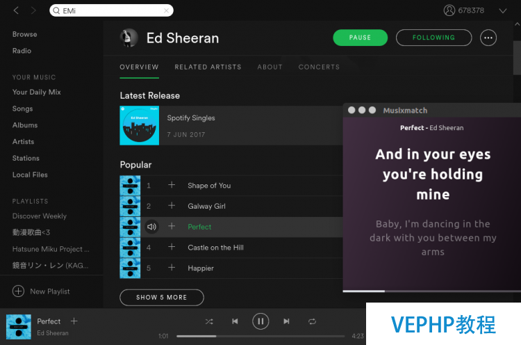 Ubuntu下使用Spotify并使用Musixmatch顯示歌詞